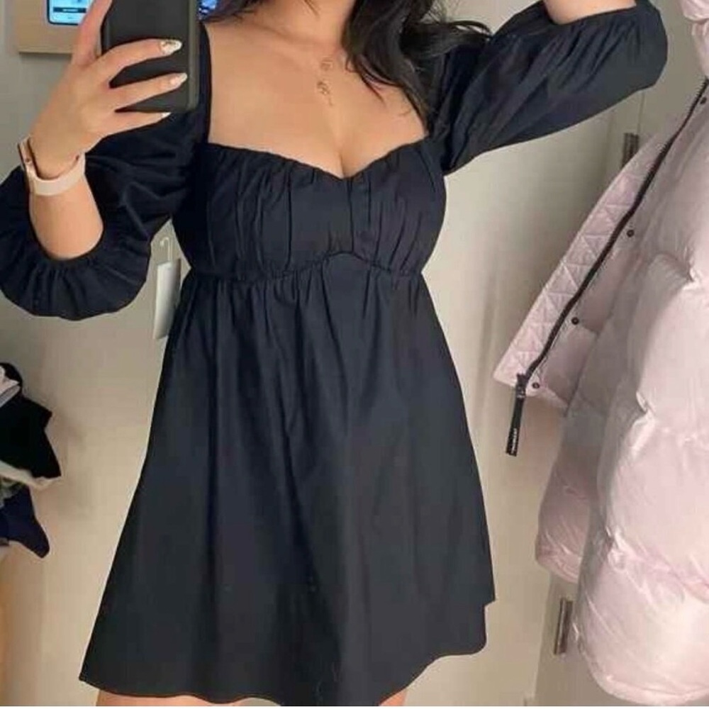 Reformation Farley Babydoll Mini Dress Whimsigoth Cottage Core Black Size 6